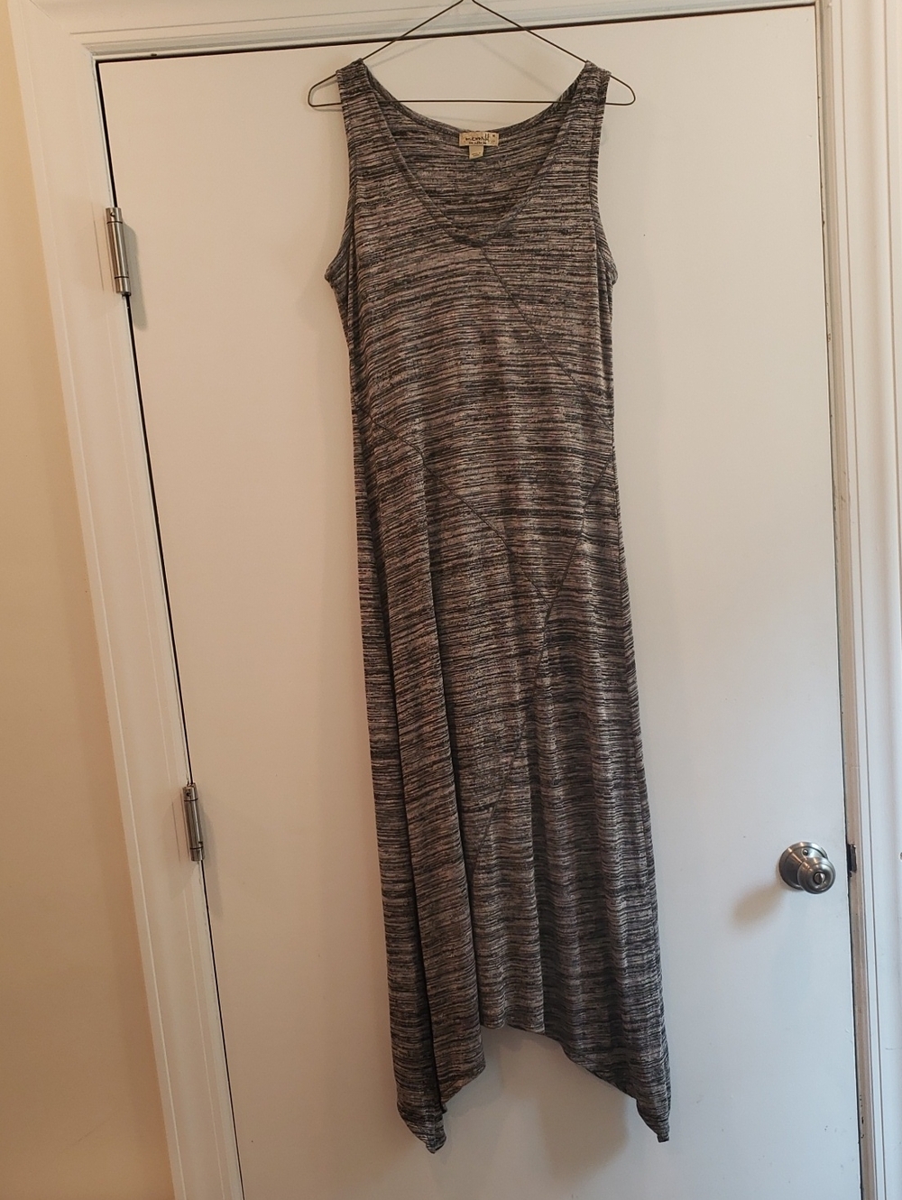 ONE WORLD Sleeveless Marled Gray Maxi Dress